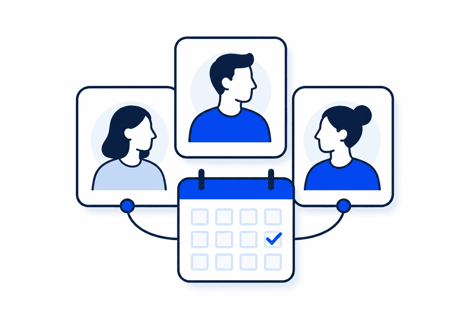 Team profiles connected to a shared calendar.
